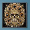 Partial Drill 5D Diamond Painting Kit Skull Abstract 30x30cm(Golden Skull)