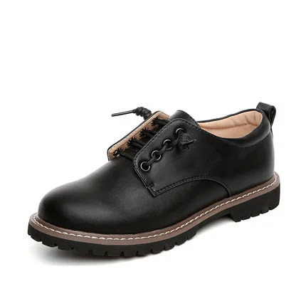 Black Comfortable Lace-up Oxford School Flats Vdcoo