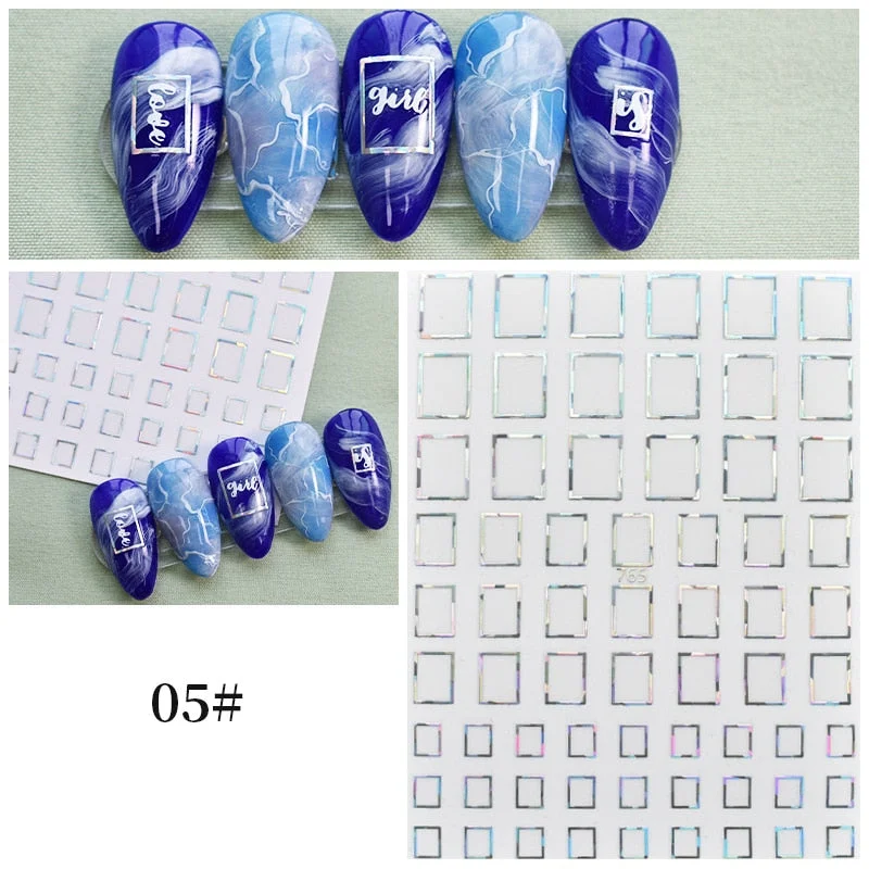 3D Stickers Bendable Gold Silver Lines Striping Tape Sticker Black White Lines Geometry Slider Decals For Manicures Decor