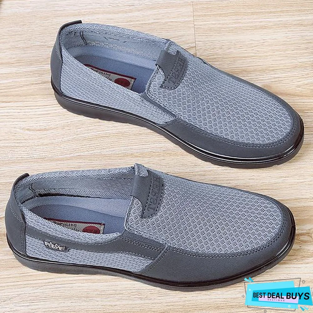 Men's Summer / Fall Casual / Preppy Daily Outdoor Loafers & Slip-Ons Mesh Non-Slipping Wear Proof Black / Gray / Coffee