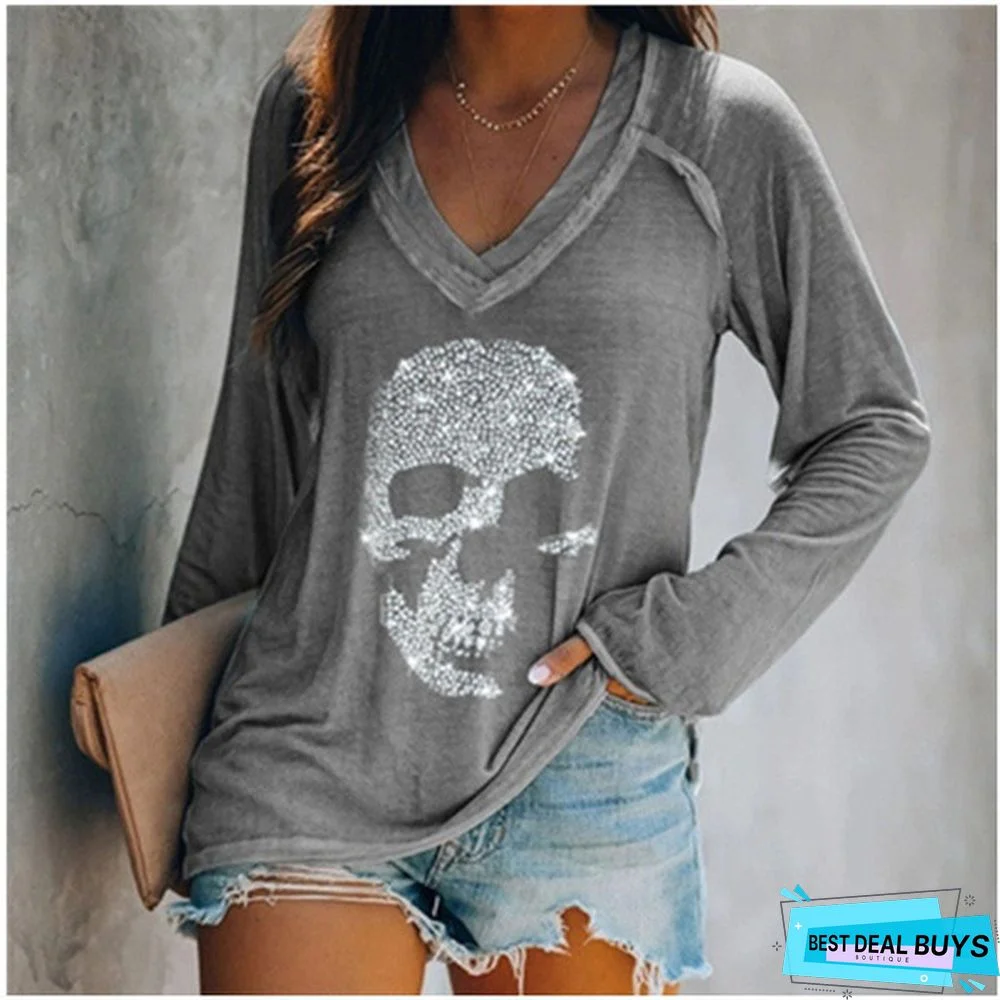 Casual Long Sleeve V Neck Top