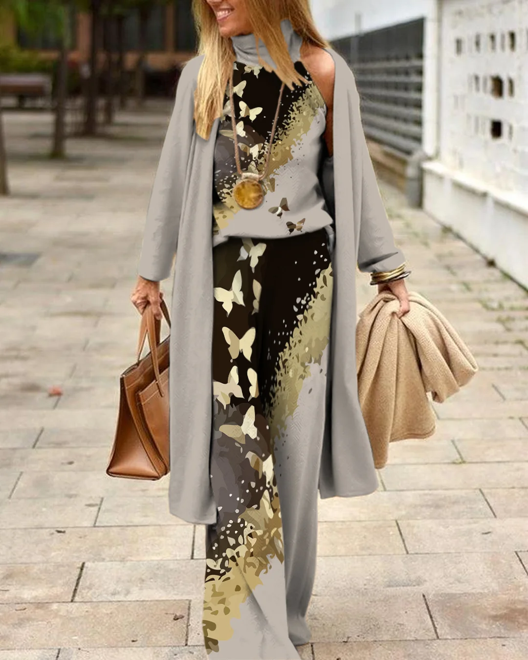 Herringbone Sweater Three-Piece Suit 4a28