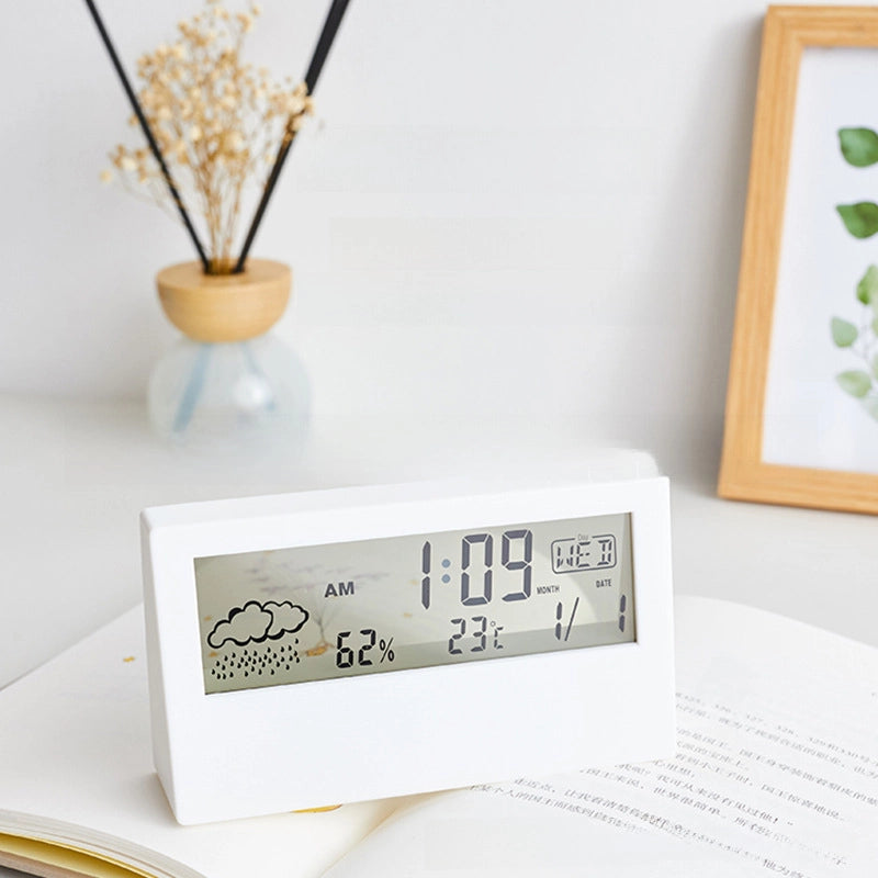 Student Creative Simple Electronic Small Alarm Clock Temperature And Humidity Display Bedside Mute Personality Lazy Clock3
