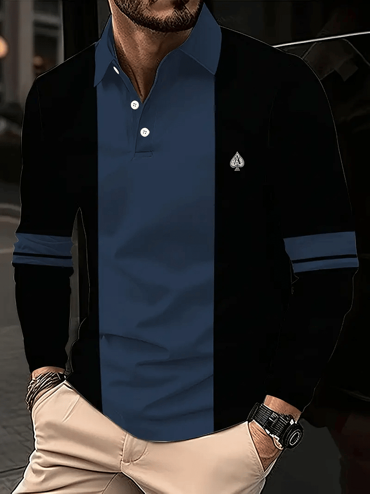 Men's Christmas Casual Light Luxury Long Sleeve Polo Shirt