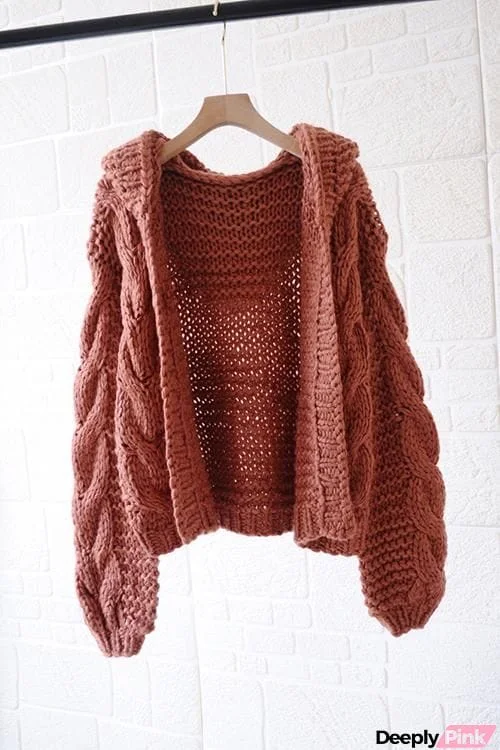 Knit Loose Hoodie Cardigan