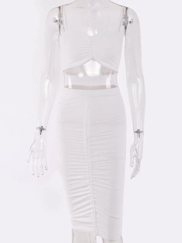 Articat Two Piece Sexy Pleated Party Dress Women Spaghetti Strap Backless Slinny Pencil Christmas Dress Casual Dress Vestidos