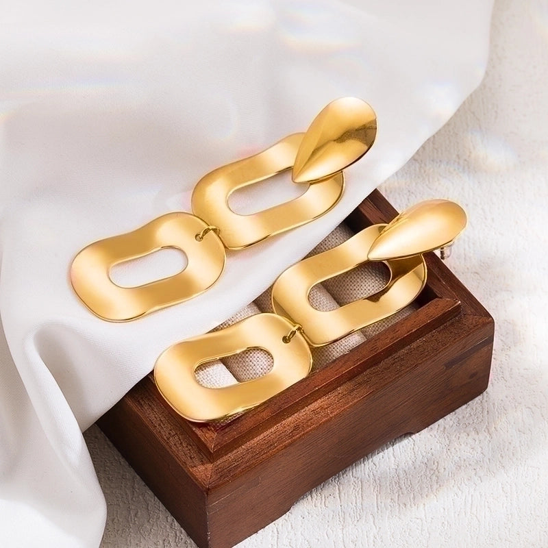 1 Pair Ig Style Minimalist Leaves Solid Color Flower Plating Stainless Steel 16k Gold Plated Drop Earrings