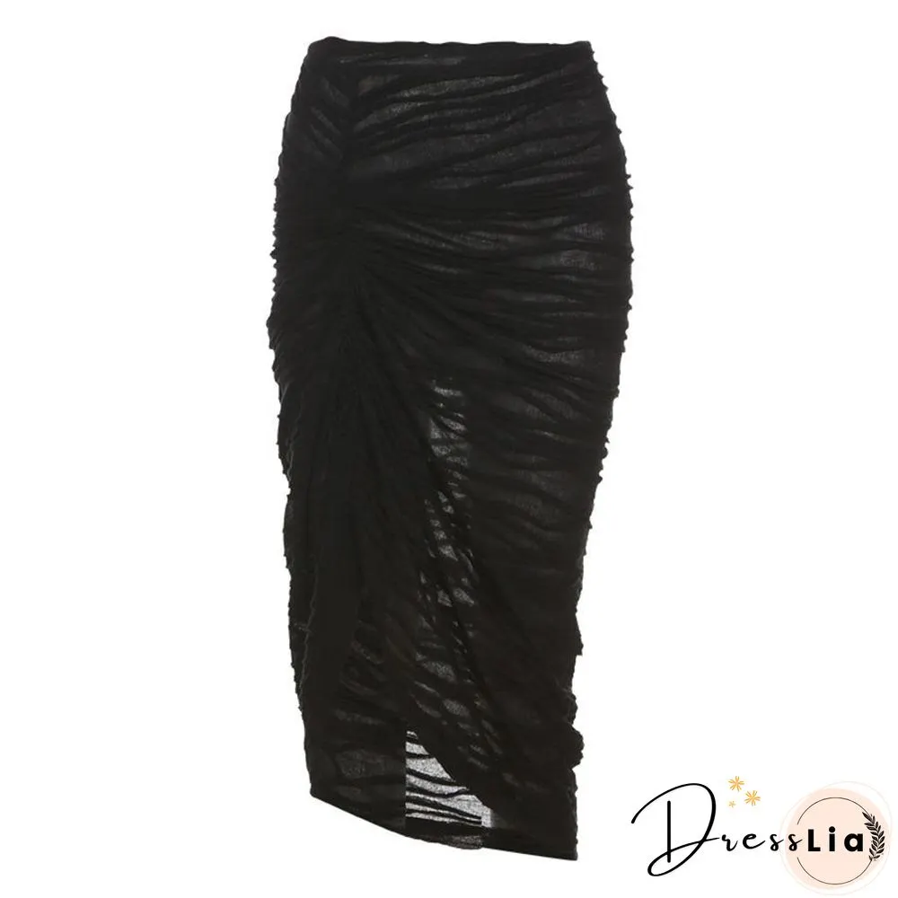 Asymmetrical Women Skirt-Aesthetic Casual Shirring-Undefined Irregular Shape-Side