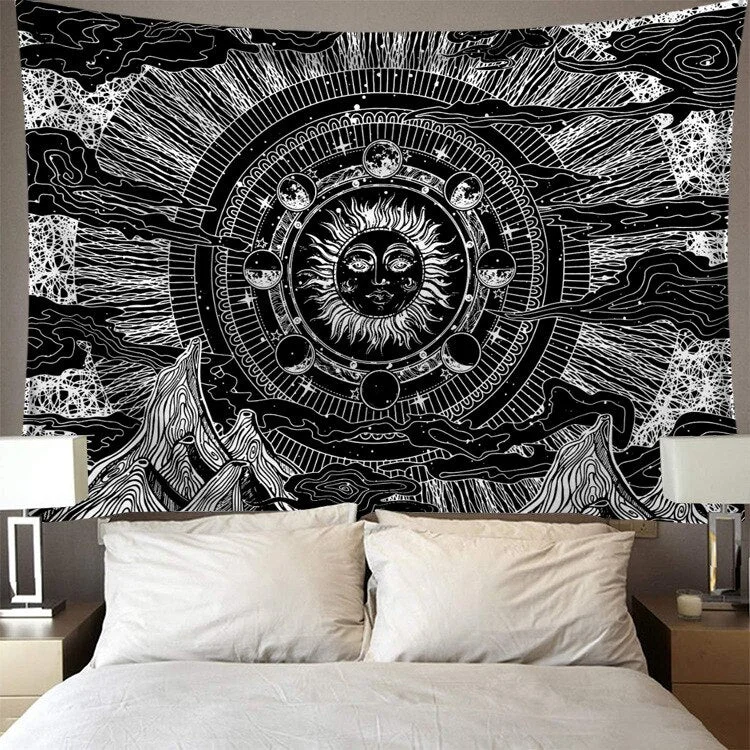 Hippie Void Sugar Skull Tapestry Mandala Wall Hanging Ouija Carpet Psychedelic Tapestry Yoga Boho Decor Blanket Wall Cloth