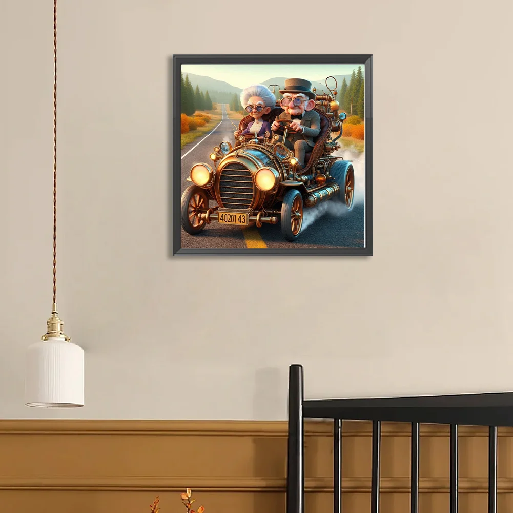 Diamond Painting - Full Round Drill - Grandpa Grandma On A Trip(Canvas|40*40cm)