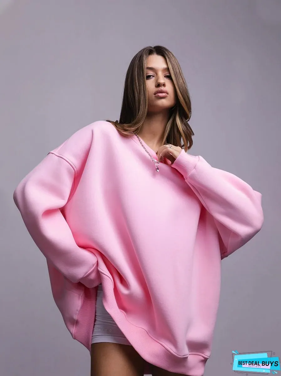 Women's Color Round Neck Winter Polar Fleece Brushed Sweaters