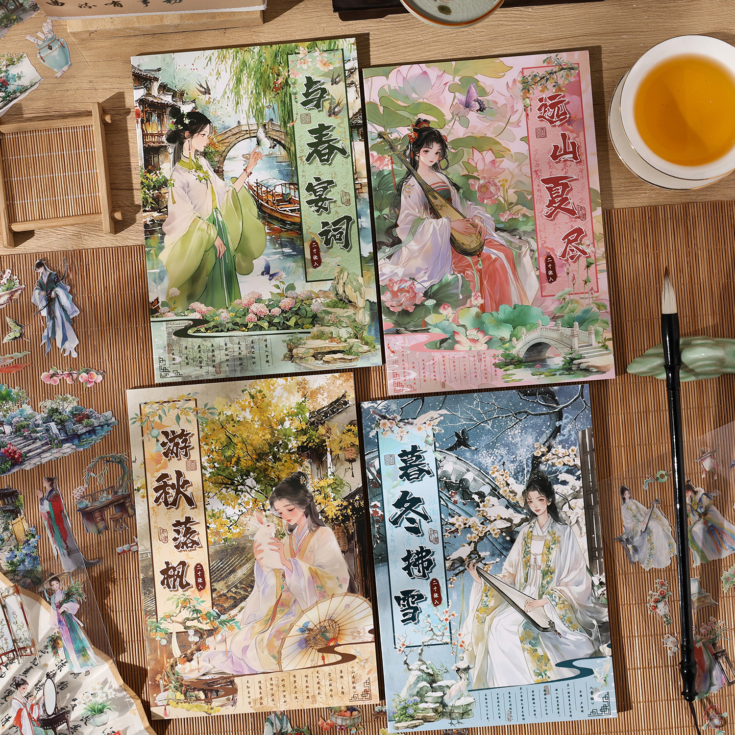 PET 스티커 - 4시간 주문 시리즈 빈티지 캐릭터 꽃