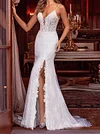 Lace Split-Joint Spaghetti-Neck Split-Front Wedding Maxi Dress