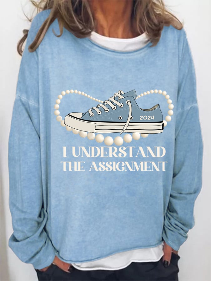 Women's I Understood The Assignment Print Casual Long Sleeve Hoodie