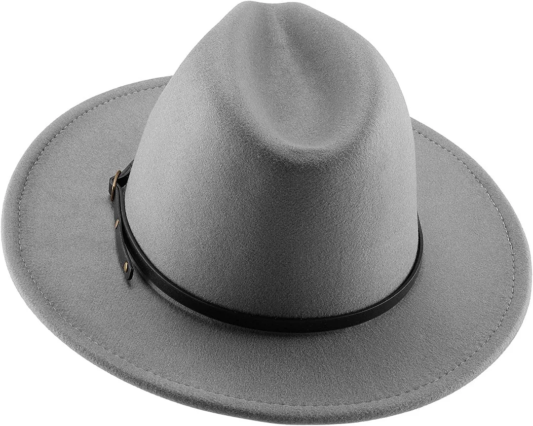 Two Tone Red Bottom Wide Brim Wool Felt Fedora Hat 