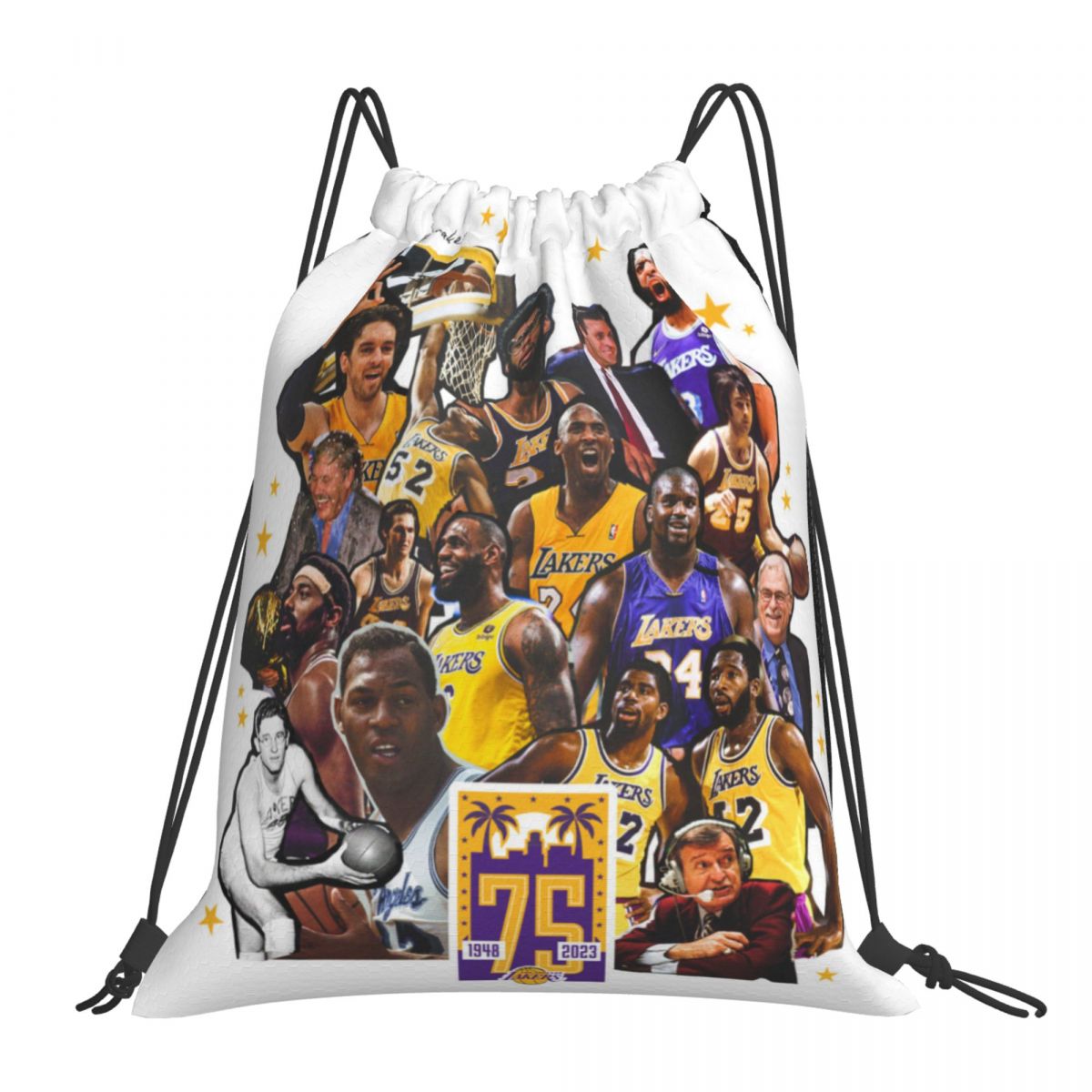 Los Angeles Lakers 75th Anniversary Drawstring Bags for School Gym