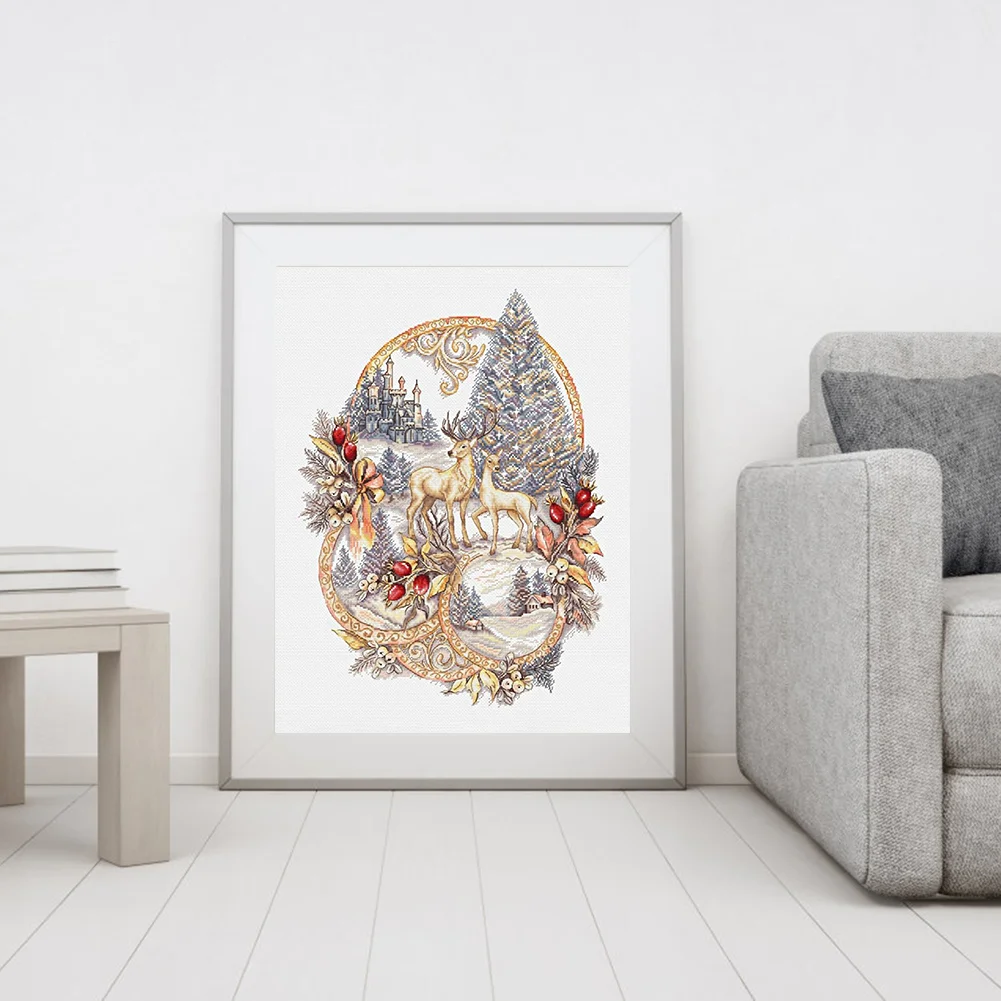 14CT Counted Cross Stitch - Reindeer(Canvas|40*50CM)