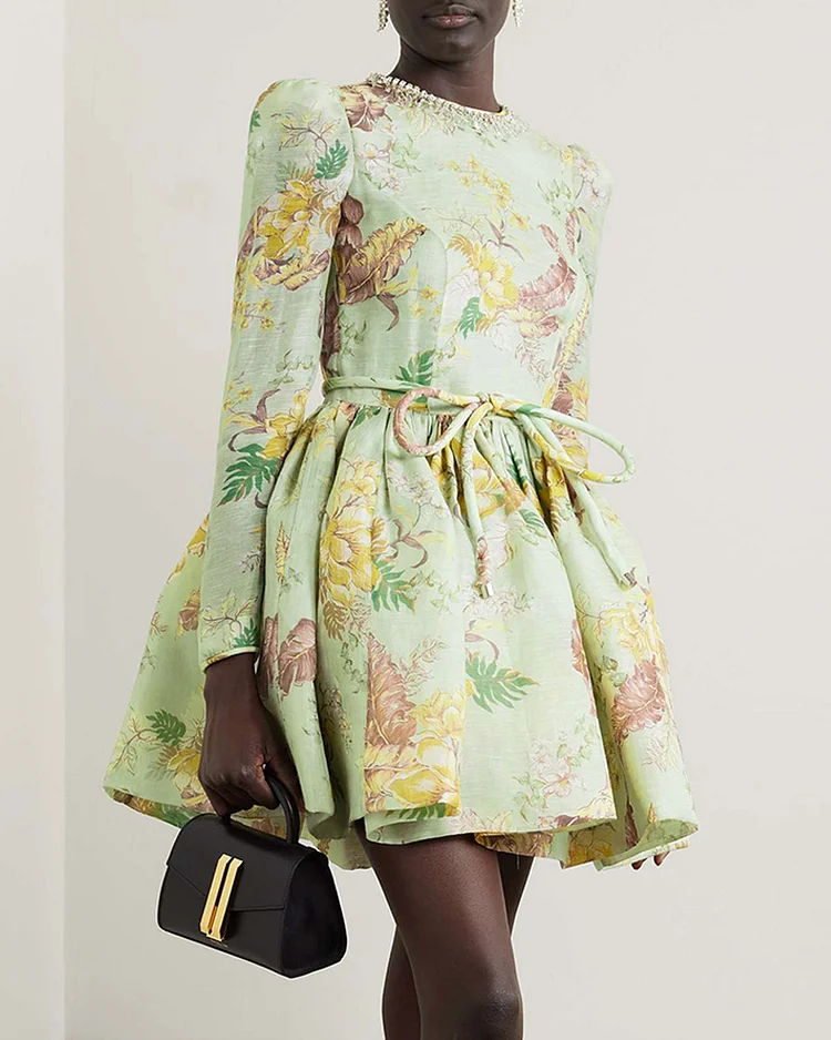 Sibelle Floral Embroidered Cotton Mini Dress