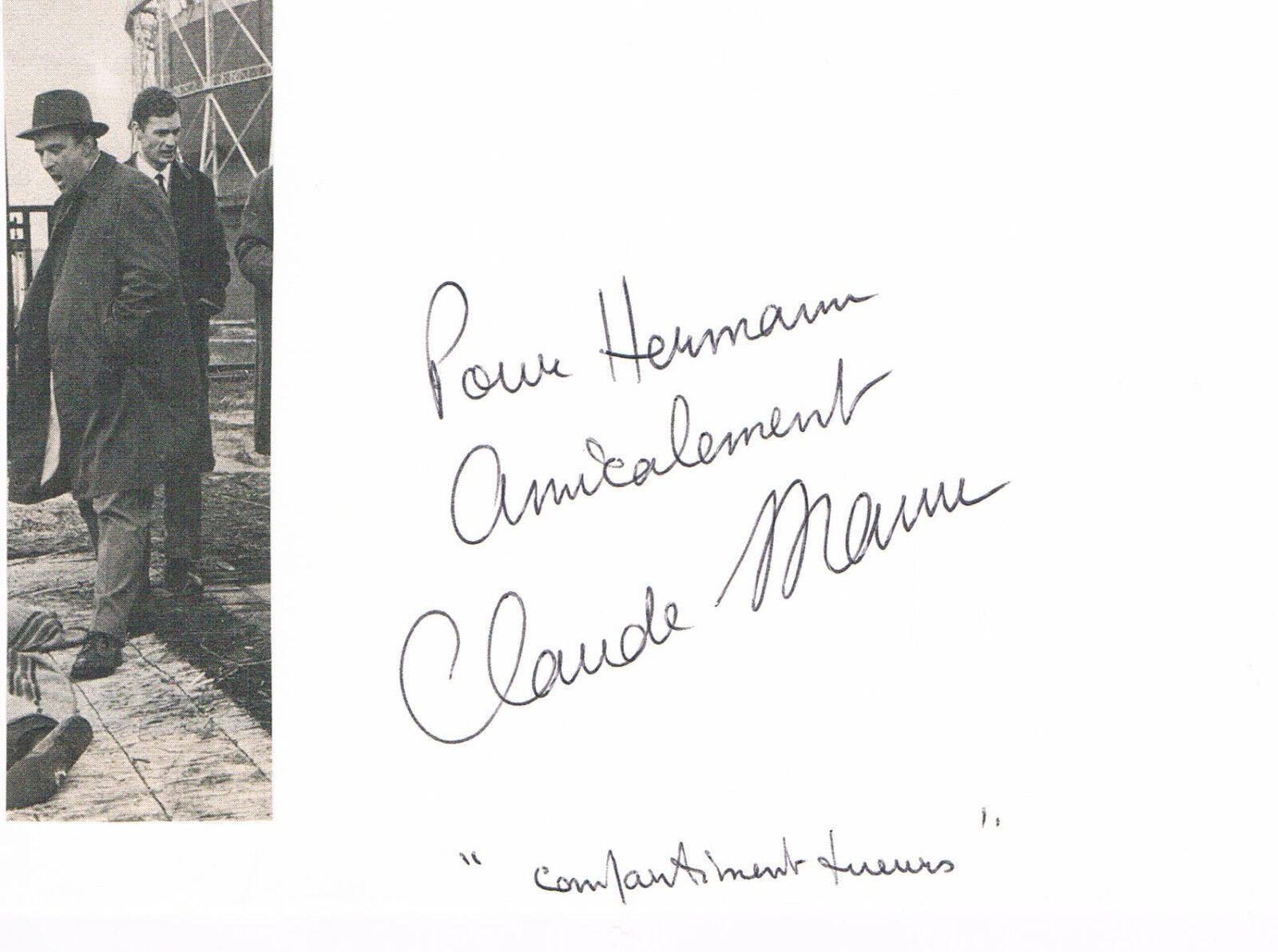 Claude Mann 1944- genuine autograph signed card 4x6