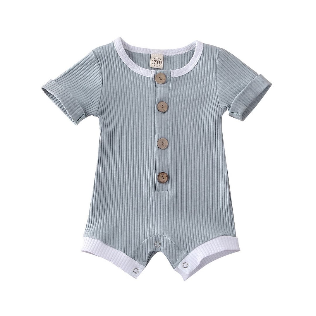 2020 Baby Summer Clothing Newborn Infant Baby Boys Girls Clothes Ribbed Solid Romper Jumpsuit Short Sleeve Outfit 0-18M