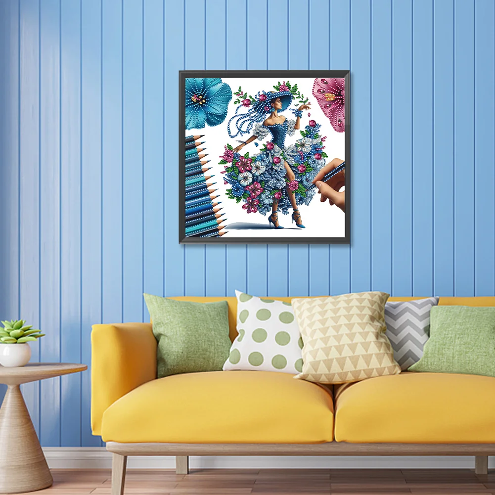 Diamond Painting - Partial Special Shaped Drill - Elegant Lady(Canvas|30*30cm)