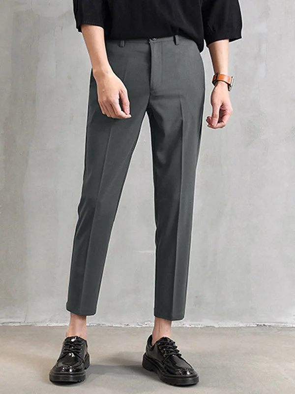Mens Solid Cropped Tailored Pants SKUJ89285