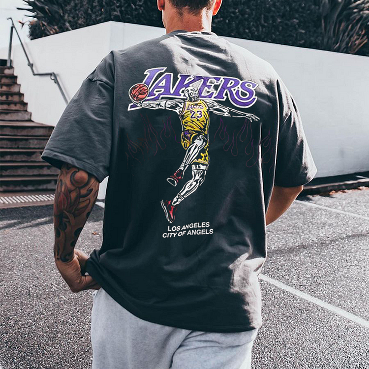Oversized Lakers Casual Men's T-Shirt d635