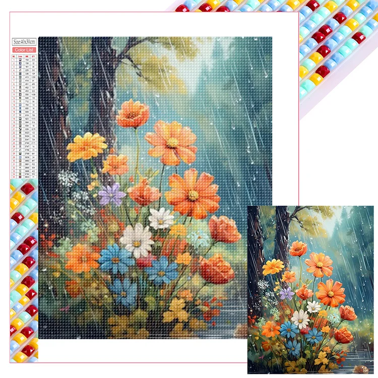 Flowers 30*40CM (Canvas) Full Square Drill Diamond Painting gbfke