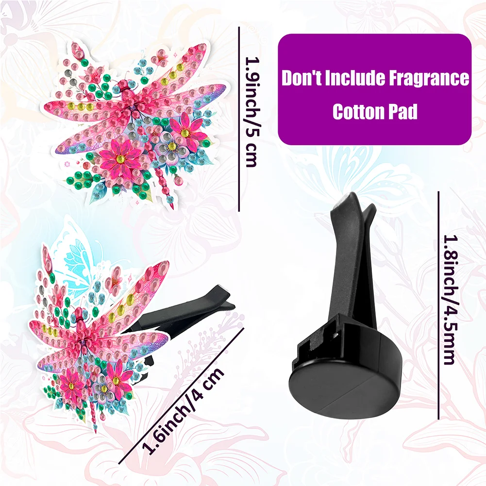 6Pcs Dragonfly Diamond Painting Car Air Vent Clips Car Decor for Women Girls