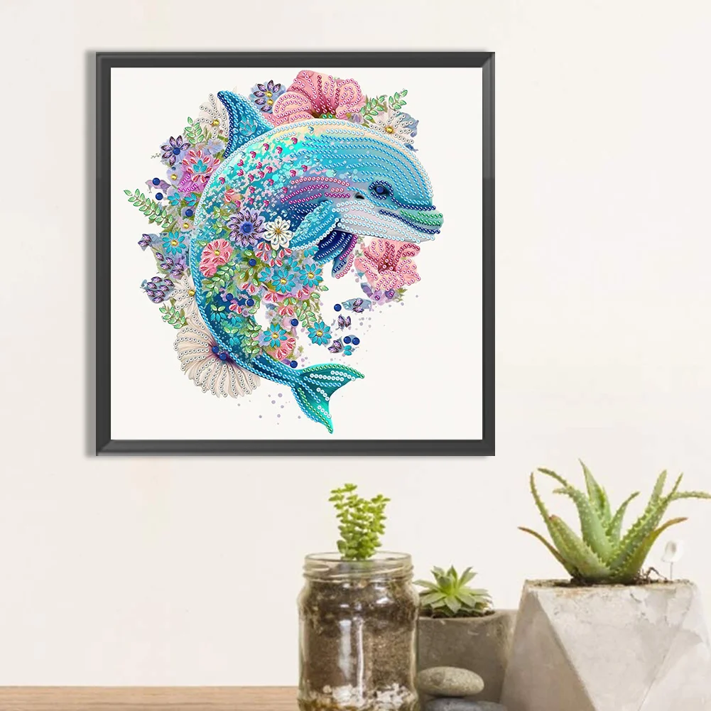 Diamond Painting - Partial Special Shaped Drill - Dolphin(Canvas|30*30cm)