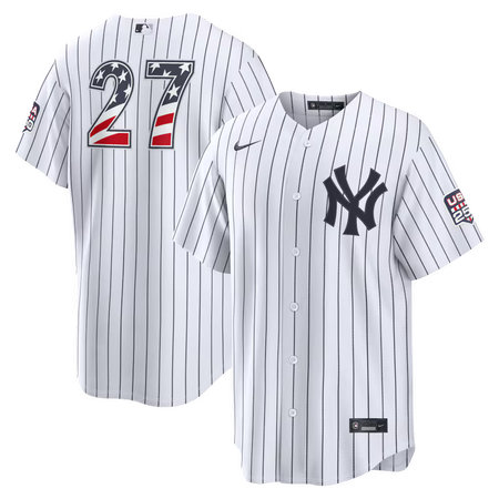 Youth New York Yankees #27 Giancarlo Stanton Nike White USA 250 Fourth of July Home Stadium Jersey