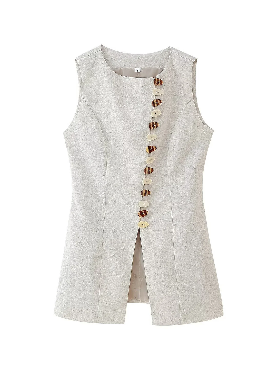 Nigikala Nigikala For Women's Clothing INS Burst Round-Neck Buckle Buckle Cotton Vest + Short Skirt