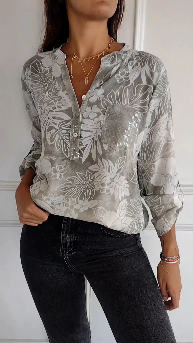 Casual Half-button Printed Shirt