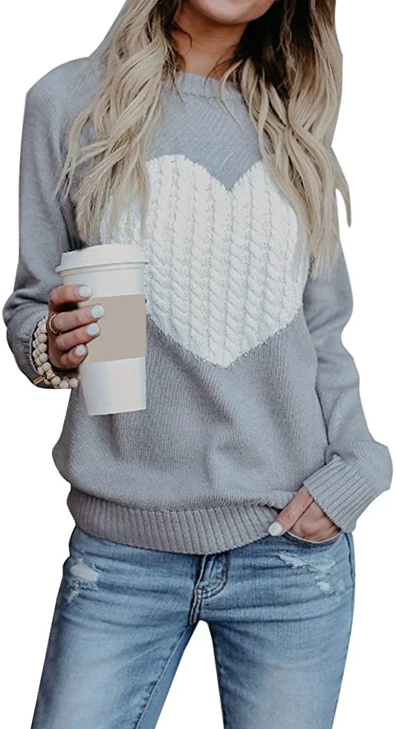 Wongn Wongn / Winter Women's Knit Sweater Plus Size Love Knit Long Sleeve Jumper Sweater Woman