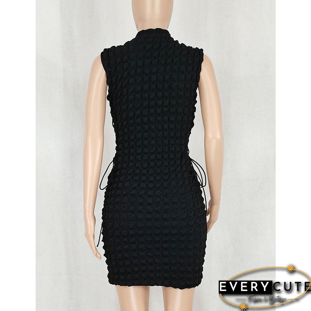 Black Side Lace-up Sleeveless Bodycon Dress