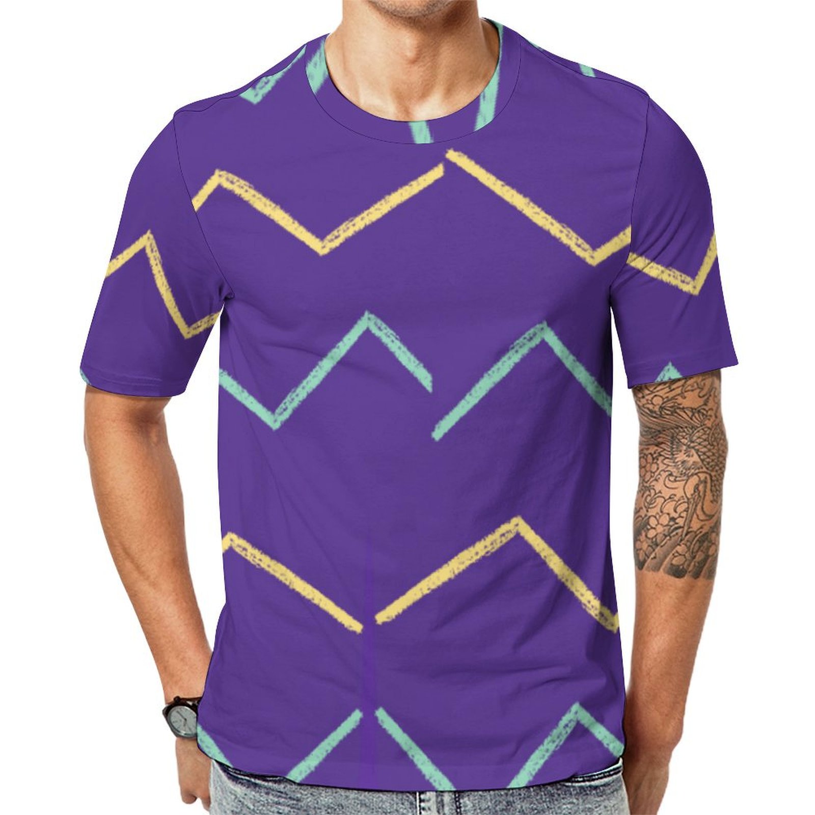 Zig Zag Design Kissen Short Sleeve Print Unisex Tshirt Summer Casual Tees for Men and Women Coolcoshirts