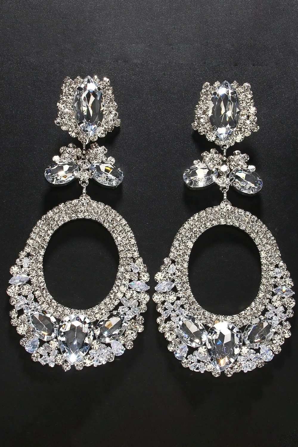 Banquet Circular Layered Rhinestone Dangle Earrings
