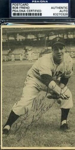 Bob Friend Signed Psa/dna 1954 Postmarked Team Issued Photo Poster painting Postcard Autograph