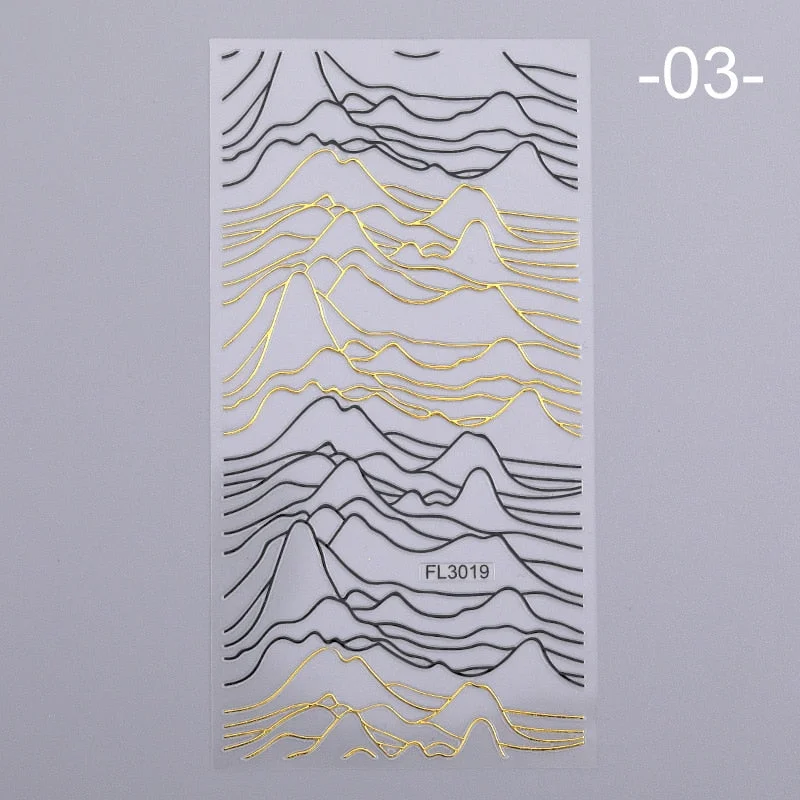 1PC Gold Sliver Striping Tape 3D Nail Stickers Geometry Lines Slider For Nails Gel Polish Decals For Manicures DIY Decoration-Nail Inspo