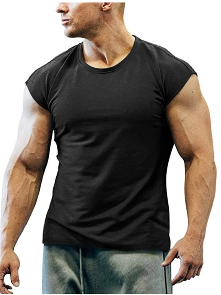 Men's T shirt Tee Moisture Wicking Shirts Plain Crew Neck Casual Holiday Short Sleeve Clothing Apparel Sports Fashion Lightweight Muscle | 168DEAL
