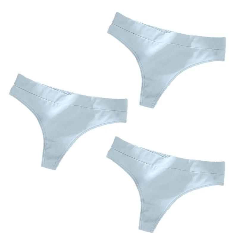 3Pcs Women Cotton Panties Thong Sexy Solid G-String Women Underwear Underpants Female Lingerie Briefs Ladies Panties Seamless