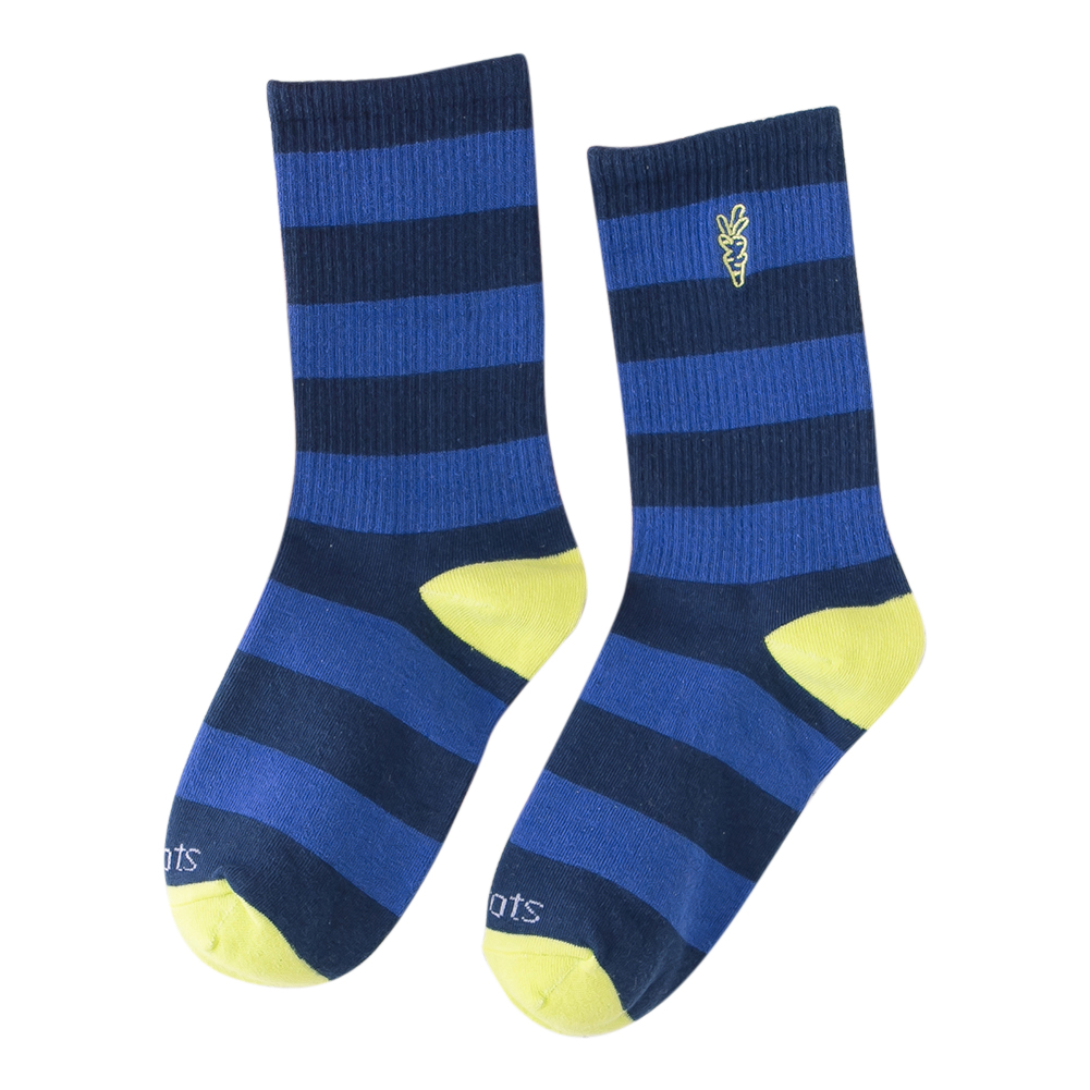 

Colorful Stripe Calf Length Socks Women Cotton Embroidery Pile Heap Socks, Blue, 501 Original