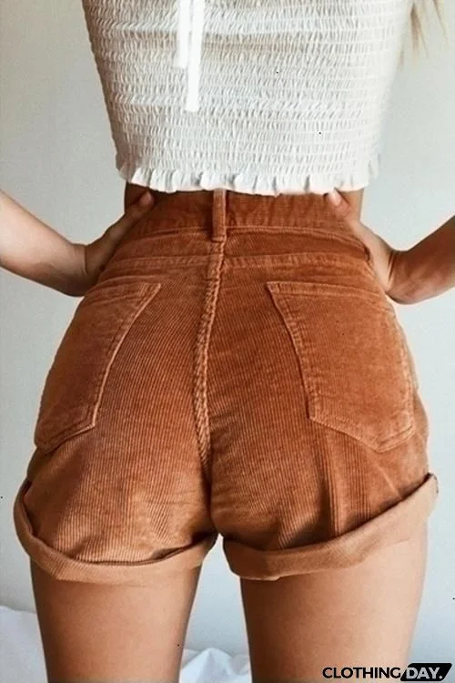 Corduroy High Waist Shorts