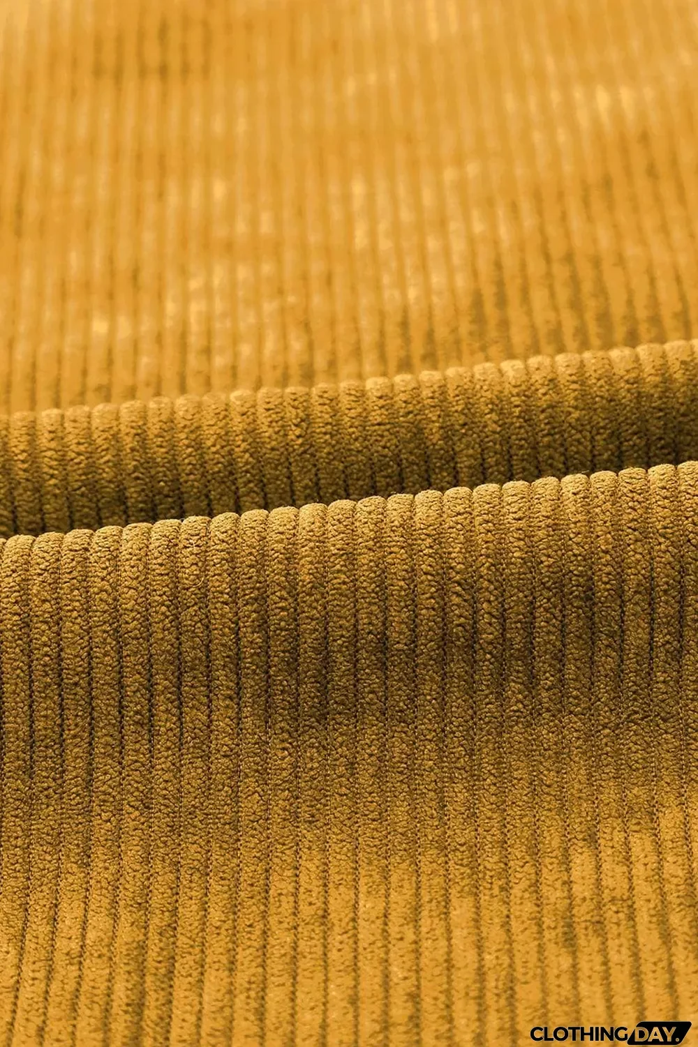 Yellow Corduroy Long Sleeve Button-up Shirt Coat