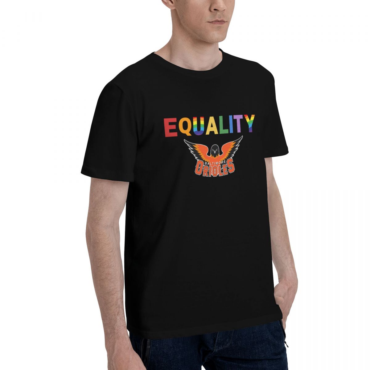 Baltimore Orioles Rainbow Equality Pride Cotton Men's T-Shirt