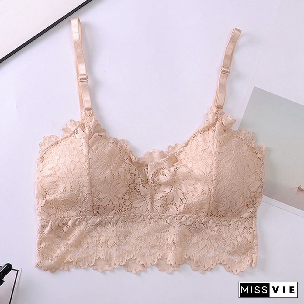 Sexy Lace Bralette Tube Tops Bandeau Summer Women Lace Bra Tanks Crop Tops Bandeau Girl Underwear Solid Color Camisole Hot Sale