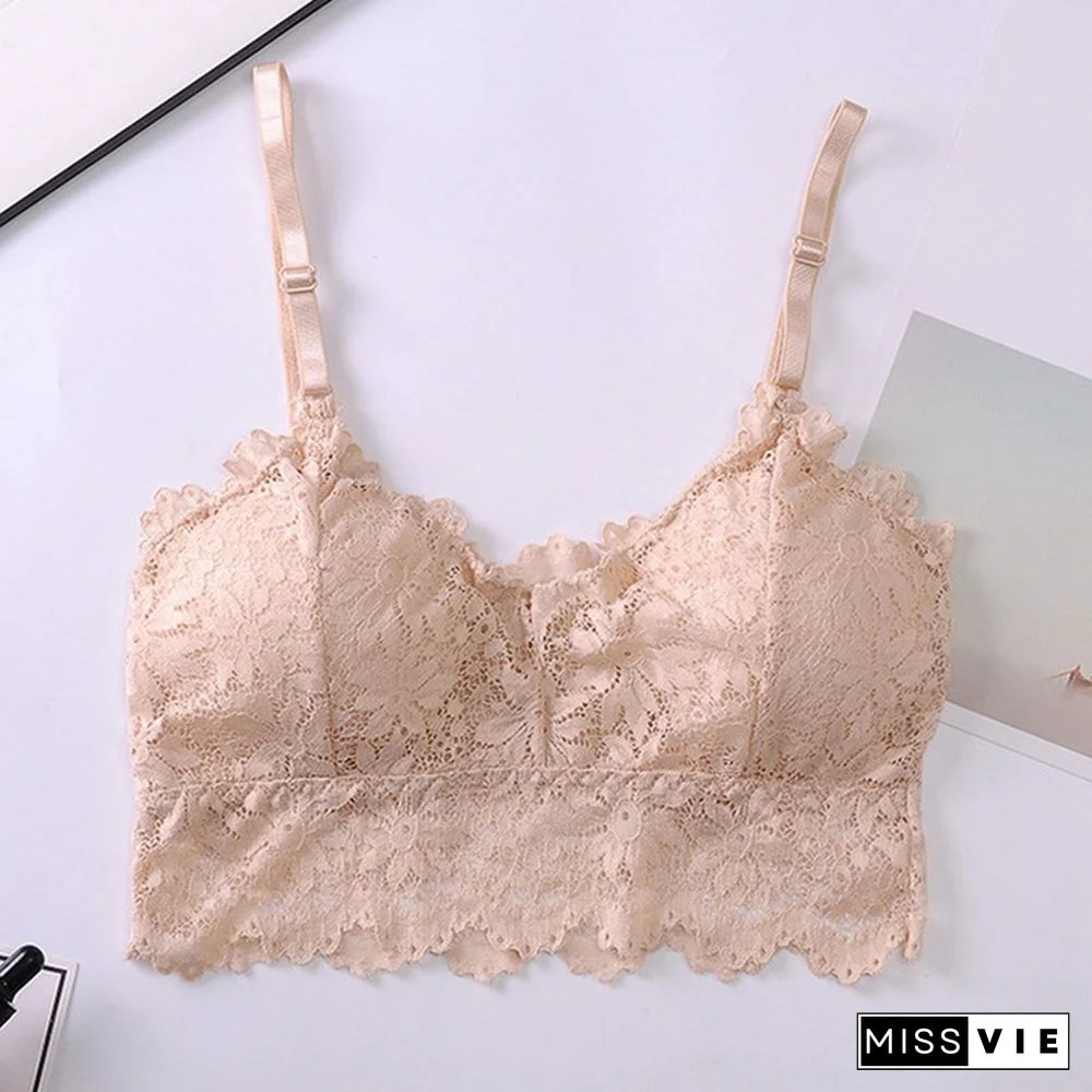Sexy Lace Bralette Tube Tops Bandeau Summer Women Lace Bra Tanks Crop Tops Bandeau Girl Underwear Solid Color Camisole Hot Sale