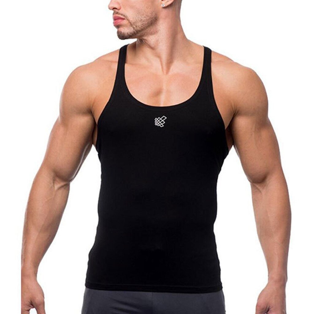Gym Men Muscle Sleeveless Shirt Solid Tank Top Bodybuilding Sport Fitness Workout Vest