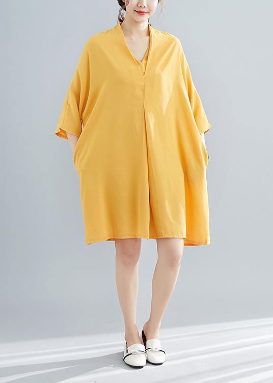 VCSHOES v neck Chiffon quilting clothes Photography yellow Dress summer