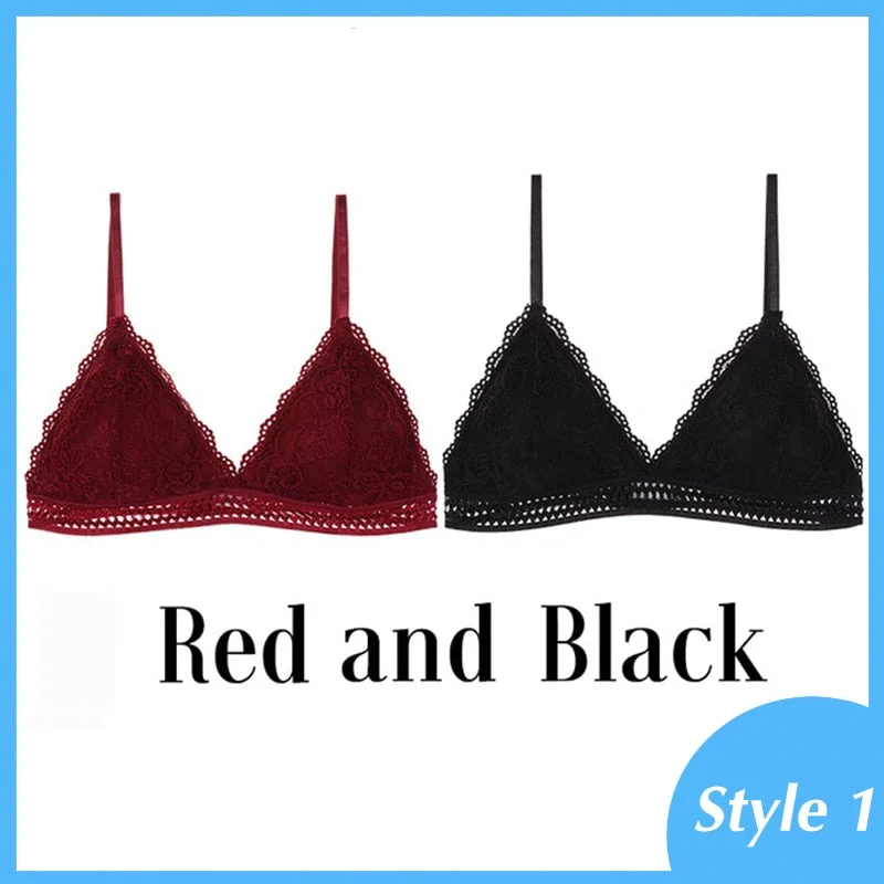 French Style Bralette Seamless Deep V Lace Bra Wireless Thin Underwear Sexy Lingerie Soft Push Up Bras For Women Hot